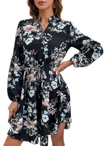 EMOTTOS Women Button Midi Dress, Casual Rib Knit Button Dresses, Elegant Round Neck Wrap Bodycon, Midi Pencil Work Party Dress(Black, S-L)