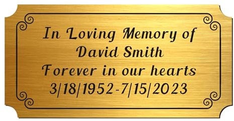 Engraved Plaques Personalised Memorial Plaques for Doors Urns Custom Name Plate Engraved Name Plate Names Label Plaque Names Tags with Adhesive Backing (Gold, 2x4 in)