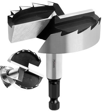 NICAVKIT Professional Forstnerbohrer 75mm für Holz, Forstnerbohrer Bit Holz Lochschneider mit Sechskantschaft