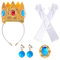 Prinzessin Peach Kostüm Zubehör 4 Stück, Prinzessin Peach Kostüm Zubehör Kit, Prinzessin Peach Krone, Ohrringe, Handschuhe, Brosche, für Frauen Mädchen Karneval Halloween Cosplay