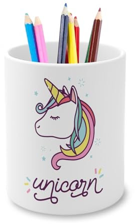 Fabulous Ceramic Pencil Pot - Unicorn Rainbow Cute Horse - 325 ml