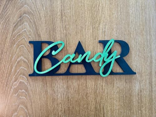CandyBAR Schild mit 3D-Schriftzug aus Holz (40cm) Grün