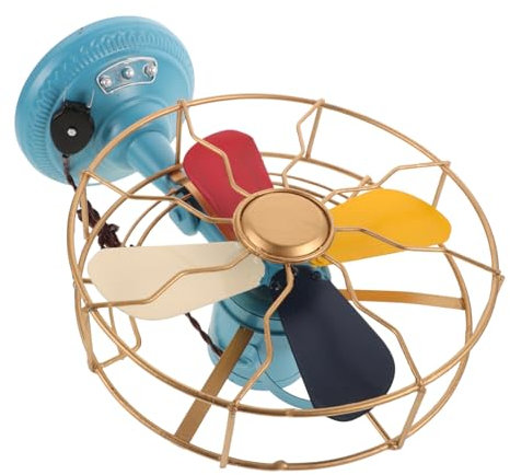 Cabilock Medium Vintage Fan Model Iron Crafted Retro Desk Fan Unique Tabletop Decor for Living Room
