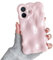 XIZYO Coque pour iPhone 16 6,1 Pouces, Mignon Couleur Unie Forme Ondulée Bouclée Souple TPU Pare-Chocs Coque, Housse Esthétique Silicone Mince Antichoc Femmes Filles, Rose Tendre