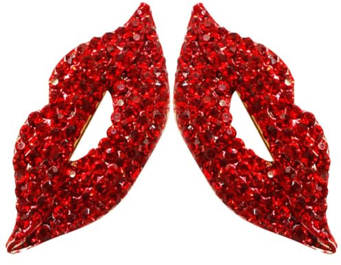 BESTYASH Broche À Lèvres En Strass Élégante 4.10X1.80X1.00Cm Lot De 2 Broches Mode Femme Mariage Saint-Valentin Accessoire Vêtements Chic