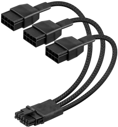 YANBORONSN 16AWG PCIE 5.0 GPU Power Extension Cable,12VHPWR 16 Pin(12+4) G P U Male to 3 X 8 Pin PCIE Female Splitter Power Sleeved Cable for 16Pin(12+4) GPU,RTX 40/50 Series Graphics Cards(0.3M)
