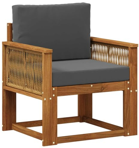 vidaXL Outdoor Mittelsofa Massivholz Akazie Natur, Garten-Sofa, modernes Eckmöbel, wetterfestes Loungeset, Terrasse Sitzgruppe für draußen