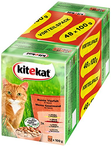 KITEKAT Portionsbeutel Nassfutter (85 g (48er Pack), Bunte Vielfalt in Sauce)