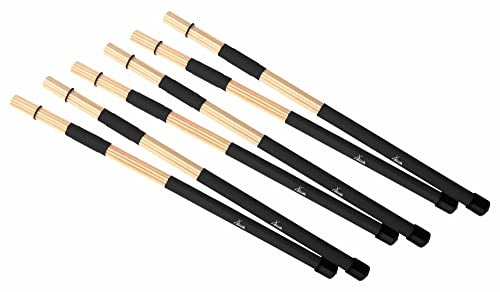 3 x XDrum XR1R Floppy Sticks (Jazzbesen, Drumsticks, Rods, 19 Stäbe, verstärkter Griff, Länge 40cm)