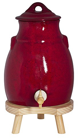 Table Passion - Vinaigrier 3,5 l en grès rouge sur socle bois