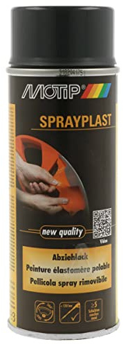 MOTIP 396540 Sprayplast Abziehlack carbon seidenglänzend 400 ml | Witterungsbeständige Sprühfolie mit hoher Füllkraft für Felgen & Karosserie, schnelltrocknend und rückstandslos entfernbar.