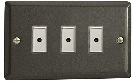 Varilight 3-Gang 1-Way Remote/Tactile Touch Control Master LED Dimmer 3 x 0-100W (Max 10 LEDs) Graphite 21 JPE103
