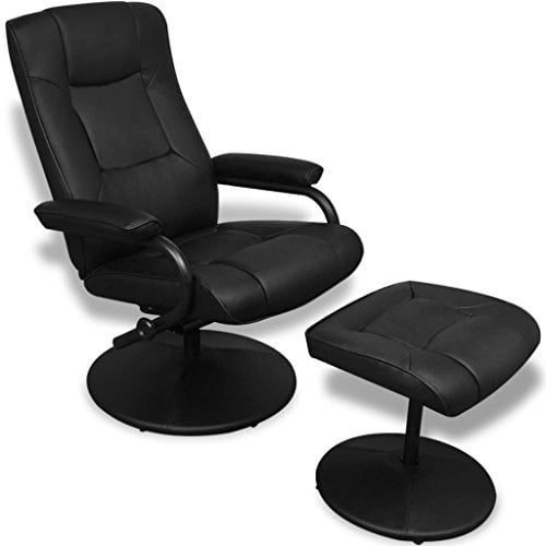 vidaXL TV Sessel mit Fußhocker, Fernsehsessel Verstellbare Rückenlehne, Relaxsessel für Wohnzimmer, Liegesessel Polstersessel, Schwarz Kunstleder