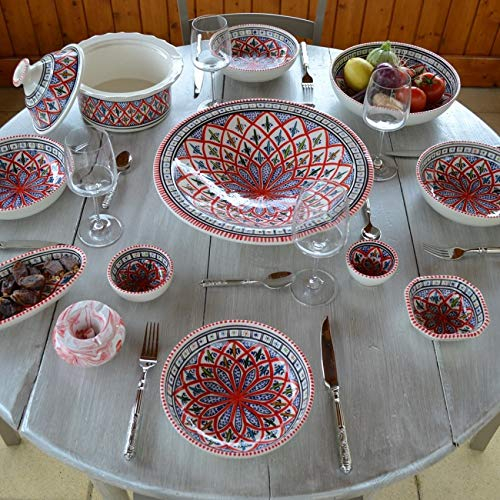Service à couscous assiettes jattes Bakir rouge - 8 pers