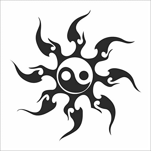 INDIGOS UG Auto Aufkleber Tribal Sun Yin Yang schwarz - 88mmx88mm - Autoaufkleber - Tuning - Sticker - Heckscheibe - Fahrrad - Motorrad - UV beständig