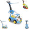 Moni Rutschauto, Rutscher Panda 3 in 1 mit Griff, Lehne, Bügel, Fußstütze, Sonnendach (Blau)