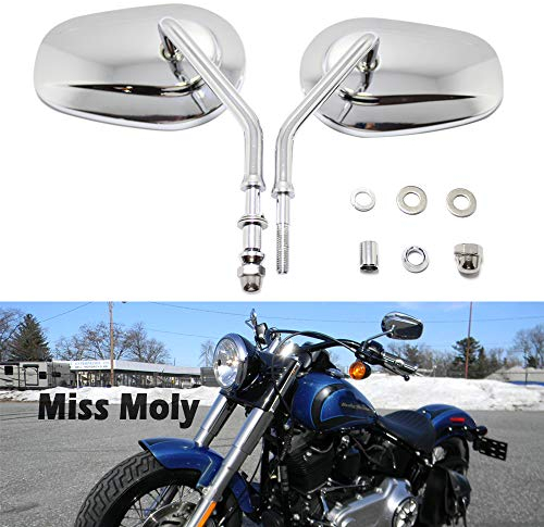 8mm Motorrad Seitenspiegel für Sportster 1200 XL883 Dyna Softail Road Glide(#2-Chrom)