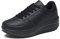 WYSFLY Zapatos de Plataforma de Cuero de imitación de tacón de cuña de Las Mujeres Zapatos de Plataforma de Cuero sintético Zapatos para Caminar con Suela Rocker Negro 36 EU