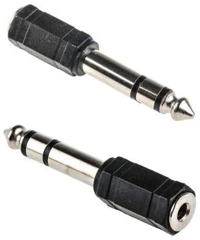 2 Pack of Nartel® Adaptor 6.35mm Stereo Plug to 3.5mm Stereo Jack Socket