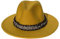 JK Home Fedora Unisex Filzhut Jazz breite Krempe, Band mit Perlen Gelb