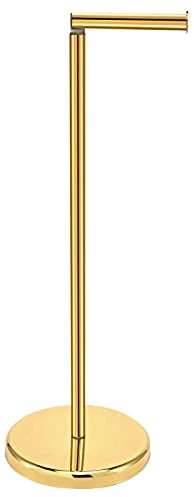 TeinJaen Toilet roll Holder Free Standing Gold with Heavy Floor,19 x19 x55cm,for Bathroom,Stainless Steel Gold