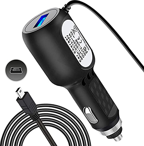 3.5m Universal Zigarettenanzünder Stromkabelmit USB Quick Charge 3.0 Ladegerät, für Autokamera, Dashcam Video Recorder, Navigation, GPS, DVR, Satellitennavigation, 12V (Mini-B gerade)