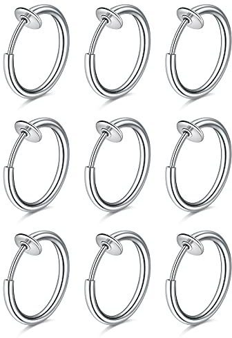 Crdifu Faux Piercing Nez Lèvre Septum Anneau Boucle d'oreille Clip Pas De Piercing Acier Chirurgical Faux Nombril Piercing Clicker