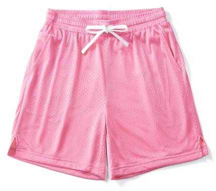 AIMPACT Basketball Shorts Herren 6 Inch Mesh Sport Shorts Herren Atmungsaktive Jogginghose Kurz (Rosa-S)