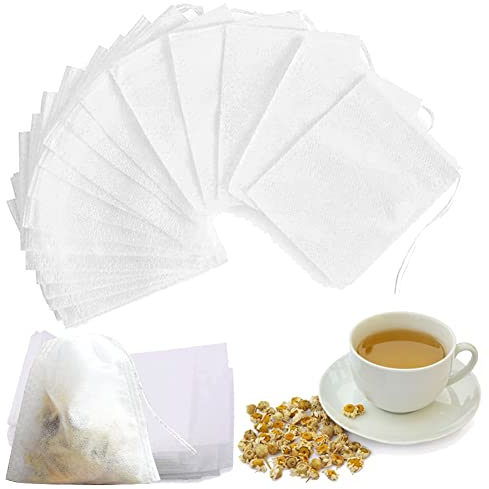 Teebeutel Leeres 400 Stück Teefilterbeutel Einweg Feine Teefilter Taschen mit Kordelzug Teebeutel zum Selbstbefüllen für Losen Tee Teebeutel für Tee Teeblumen Gewürz 7 x 9cm