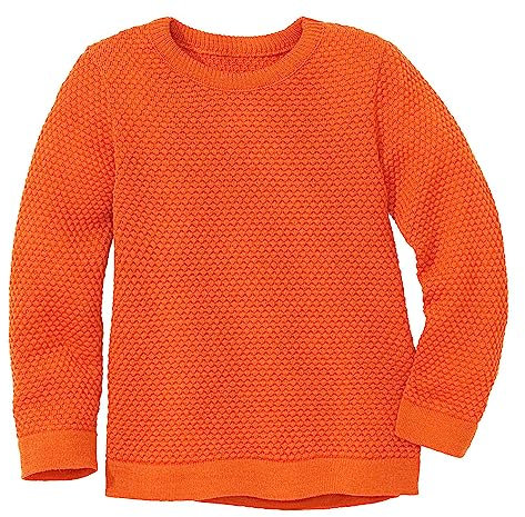 Disana WABENSTRICK-Pullover, Leichter Pullover für Frühling und Sommer | 100% Bio-Merinowolle GOTS, IVN Best | Kleinkind Kind Unisex | Made in Germany | Orange Gr. 110-116