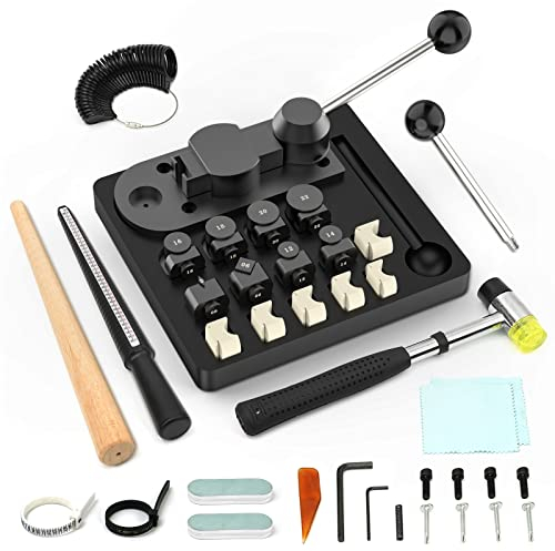 JAZORR Ring Bending Tool, Ring Bender with Nylon Dies Ring Making Tool, Ring Measurement Tool, Multi-Functional Ring Earring Bending Tool Jewelry Making Tool