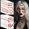 12 Feuilles Cicatrice Halloween Tatouage, Tatouage Halloween pour Visage Halloween Zombie Vampire Faux Sang Tatouages Blessure, Maquillage Halloween Tatouage Halloween Enfant Adulte