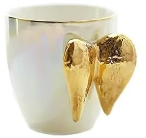 380 ml Kreative Keramik Engel Tassen Vergoldet Griff Geflügelte Tasse Gute Omens Tasse Büro Kaffee Milch Tassen Nachmittagstee Tasse Geschenke