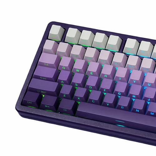 Womier Double Shot PBT Keycaps Set, Shine Through 60% 75%, Cherry Profile, Gradient Purple, Side Printed for Mechanical Gaming Keyboards (136 Keys)