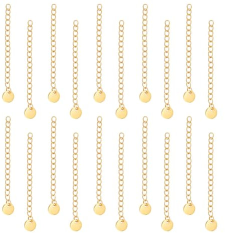 UNICRAFTALE 30 Stk 304 Edelstahl goldene Panzerketten Ketten Verlängerung Mit Flachen Runde Anhänger Halskette Armband Verlängerungskette Für Frauen Fußkettchen DIY Schmuckherstellung 57~60mm