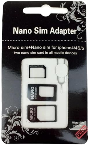 FLLAGG20 10X Sim Adapter Kit Adattatore 4 In 1 per Tutti I Dispositivi Mobile (Nano a Micro Sim Card,Micro Sim a Standard Card,Nano a Standard Card) + Graffetta Universale