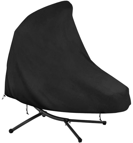 Hängeliege Abdeckung Wasserdicht,Schwingliege Schutzhülle Winddicht,Hängeliege Abdeckhaube mit Kordelzug,420D Oxford-Stoff Staubdicht und Anti-UV,Reißfest (200*120*200cm,Schwarz)