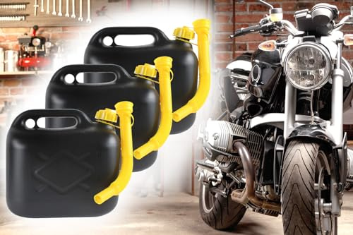 3x Benzinkanister Kraftstoffkanister 5 Liter mit flexiblem Ausgießer Reservekanister Tankkanister Dieselkanister PKW Auto Motorrad Boot