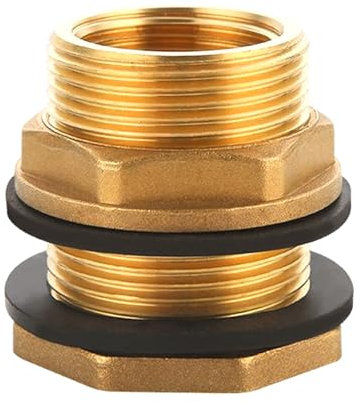 Pasamuros de latón para barriles de agua de lluvia hembra G1(Ø30,5mm) x macho G1 1/4(Ø41,3mm) incl. 2 juntas Conexión roscada de alimentación de contenedores Racor roscado de latón