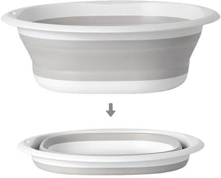 Collapsible Washing Up Bowl, Portable Wash Basin Silicone Plastic Basket Multipurpose Outdoor Travel Basin Camping Sink, Space Saving Folding Washtub (5L)