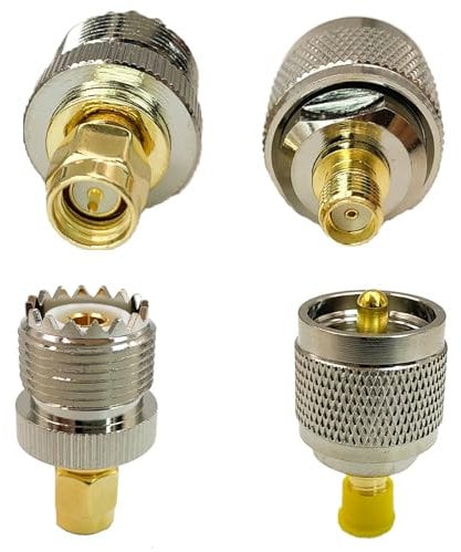 SPTSSWET SMA to UHF Connectors Kit RF Coax Adapter 4 Type PL258 UHF to SMA for CB Antenna Walkie Talkie Handheld Radio