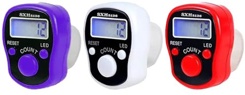 GNAUMORE Hand Tally Finger Counter Clicker,Mini Handzähler,Finger Counter,Reihenzähler mit LED Rücksetzbare Digitale Fingerzähler,Elektronische Fingerzähler,Hand Tally Finger Counter Clicker 3PC