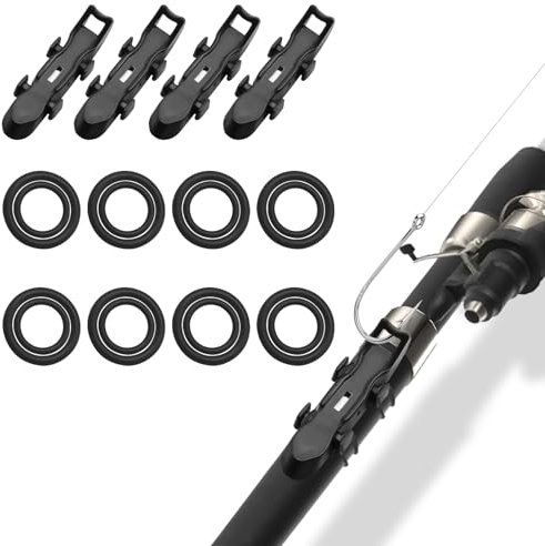 4-teiliger magnetischer Angelhakenhalter, Köder, magnetischer Haken, Angelhakenhalter mit Gummiring, Hakenhalter für Angelrute, magnetischer Köderhalter, Angelhaken-Zubehör, einfach zu verwenden