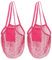 QUARKZMAN 2 Pcs Sac Filet Marché Sac Réutilisable Filet pour Légumes Fruits Organisateur Shopping Plage, Rose Rouge