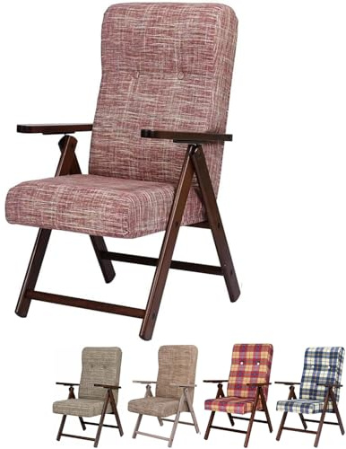 PALUPLUS Poltrona Reclinabile Molisana, Misura 61x67x108 cm, Schienale Regolabile in 4 Posizioni, Struttura e Braccioli in Legno di Faggio, Sedia per casa, Portata 110Kg -221C (Rosso Striato)