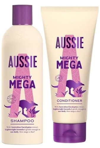 Shampoo und Spülung Mighty Mega Aussie 2er-Pack mit 1 x 300 ml Volumen-Shampoo und 1 x 200 ml Volumen-Conditioner – Lift für schlaffes Haar Mega