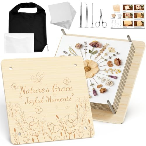 zunmial Flower Press Kit–Craft Kits 11 x 11 Large 10 Layers Wooden Flower Presser for Adults & Teens DIY Bouquet Preservation,Dried Flowers Art,Preservation for Bookmark Frame Wedding Flowers Drying