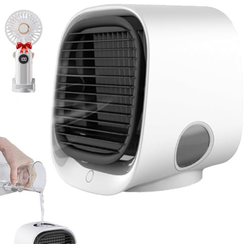 Airabreeze Portable Air Conditioner, Portable Airbreeze Fan Humidifier & Scent Dispenser, Instant Cooling Mini Silent Air Conditioner, Energy Efficient Mini Ac with 300ml Tank & LED Light (White)