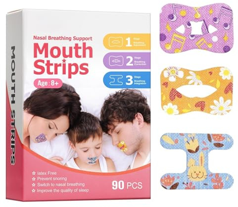 90pcs Mouth Tape, Tiras Bucales Antirronquidos, Mejora la Calidad del Sueño Cinta Bucal para Dormir, Parche Corrección boca Abierta, Reduce la RespiracióN por la Boca y los Ronquidos