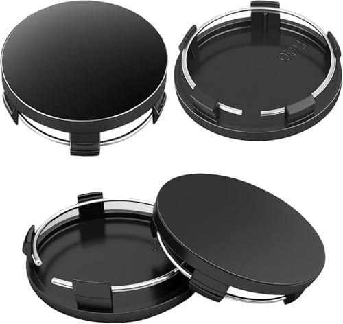 4 Stück Nabendeckel 60mm,Radnabenkappen aus Hochwertiges ABS,Radnabenabdeckung,Felgenkappen,Auto Nabenabdeckung Nabenkappen Kompatibel mit VW Audi Alufelgen,Zubehör Dekoration (Schwarz)